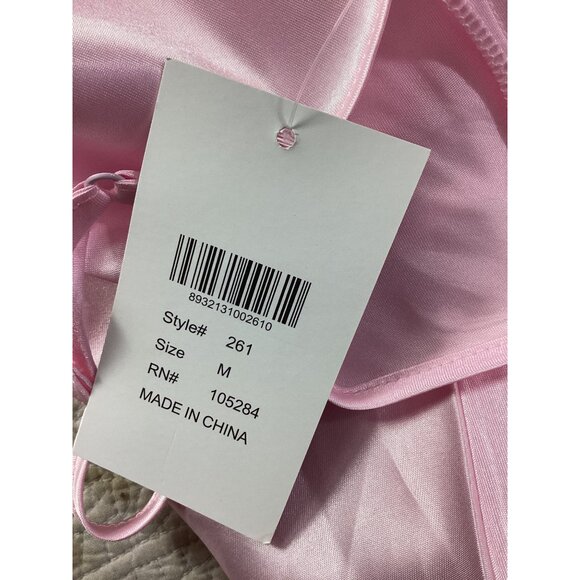 Pink Satin & Lace Chemise Nightgown*Med**Sissy*Femboy*Adj Straps*Bow Accent*NWT - Picture 7 of 9